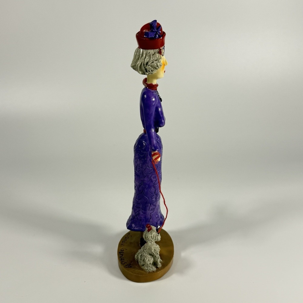 Red Hat Lady Walking Small‎ White Dog, Sandy Gervais figure 8" X 3" - Picture 7 of 16
